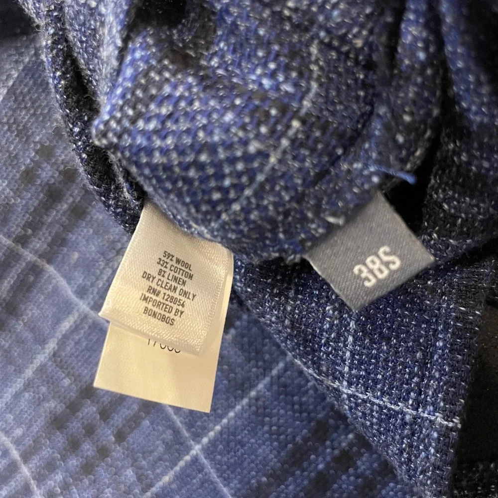 Bonobos Jetsetter Wool Linen Blazer Mens‎ 38S Glen Plaid Slim Fit Unconstructed